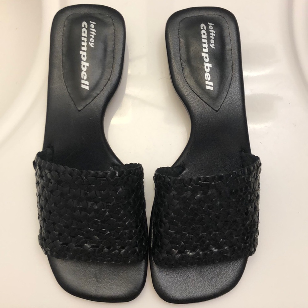Jeffrey Campbell handmade sandals black.
